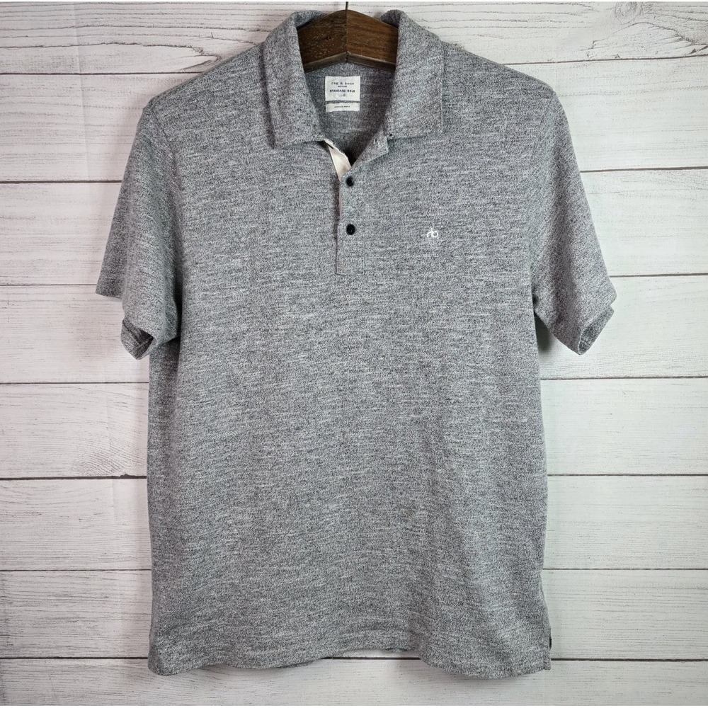 Rag & Bone Polo Shirt Men's Large Gray Embroidered Standard Issue